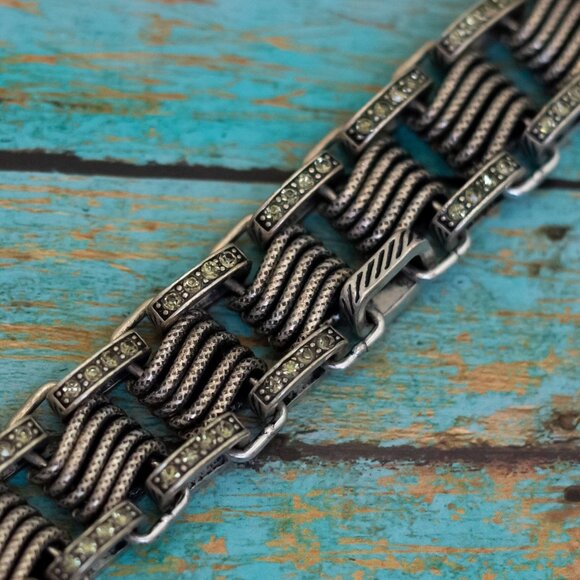 7 1/2 inch, Vintage Multi Spiral Ring Links Silver Tone Bracelet - P28 - Picture 1 of 3